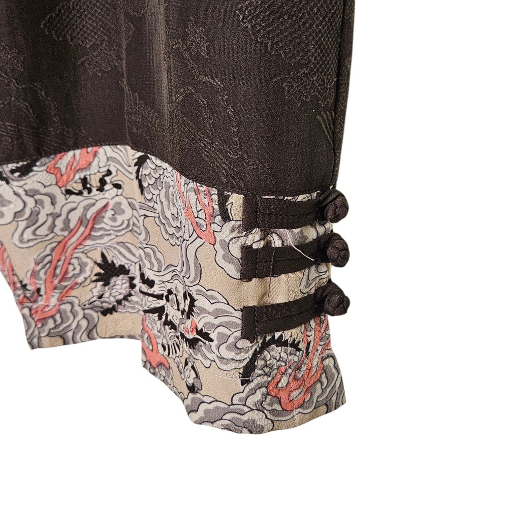 Citron Santa Monica NWT Silk Wide Leg Lounge Pants Dragon Asian Chocolate 0X - Picture 6 of 13